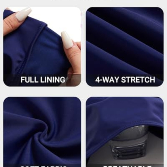 Navy Blue High-Waist Bikini with Textured Fabric, New w Liner - Picture 3 of 3